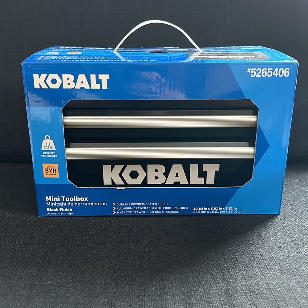 New 25th Anniversary Kobalt Mini Toolbox Black Two Drawer- NIB